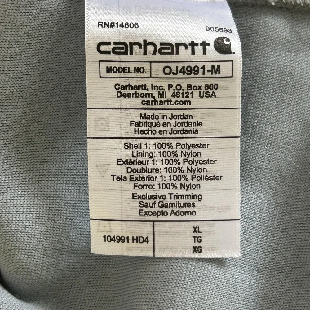 Carhartt Sweater Mens XL Blue Grey Fleece Pullover Relaxed Fit Front Pocket - Picture 3 of 10